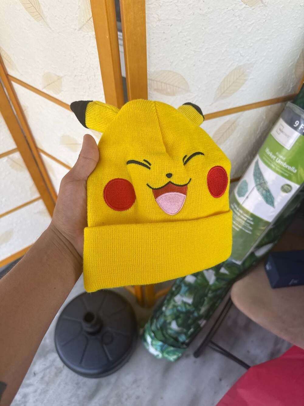 Pokémon Pikachu Happy Face Cuff Beanie Hat with 3D Ears
